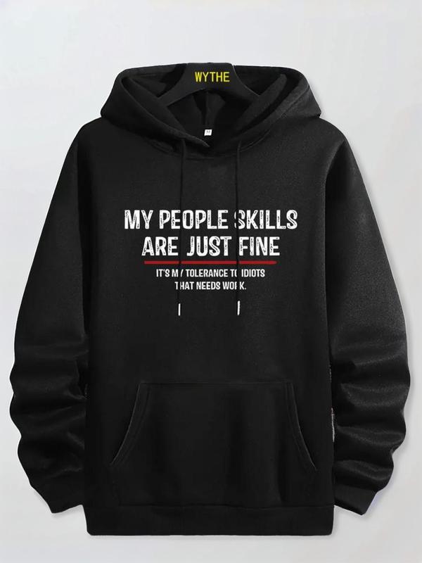 Men's Letter Print Pocket Essentials Hoodie