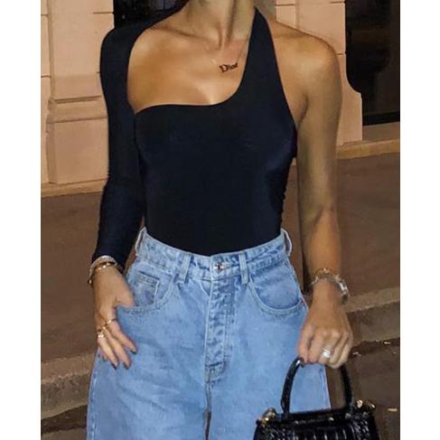 One Shoulder Asymmetric Bodysuit