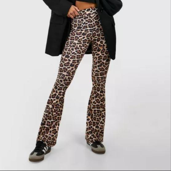 Leopard High Waist Basic Fit & Flare Trouser