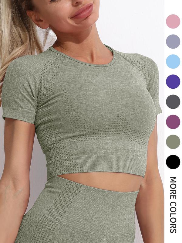 Women's Plain Raglan Sleeve Crop Sports Tee