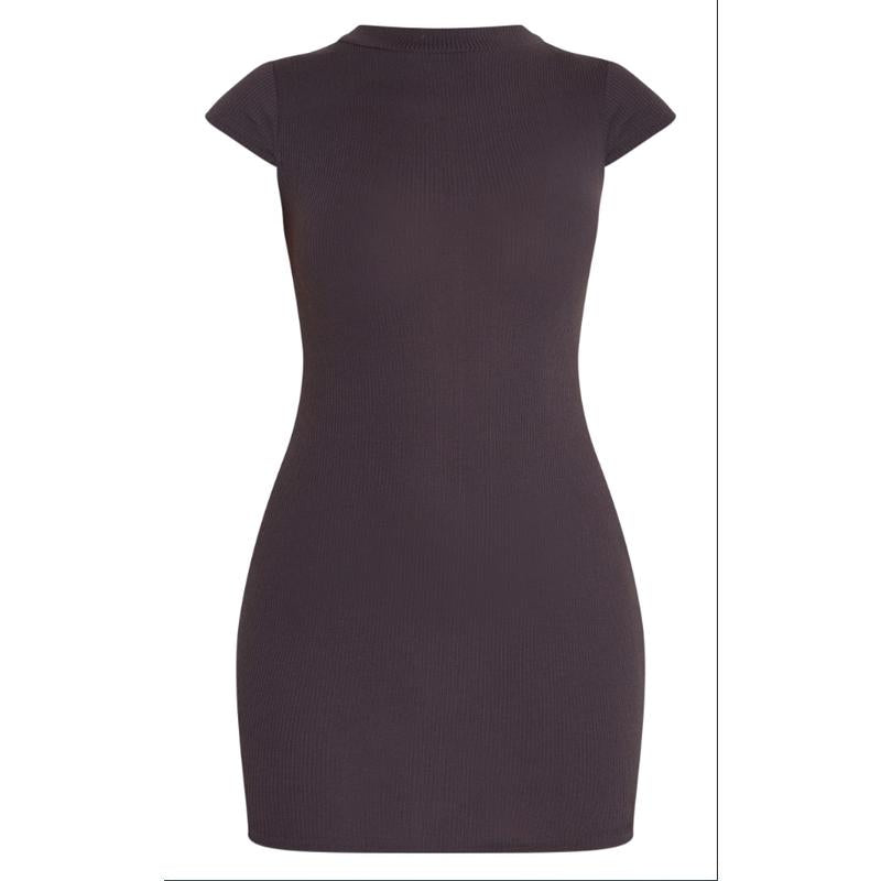 High Neck Ribbed Bodycon Dress