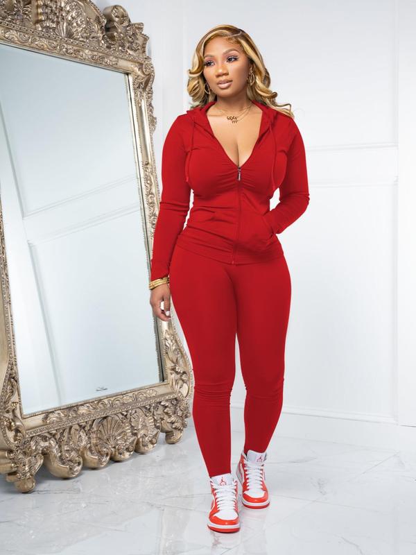 Women's Basic Solid Pants Set