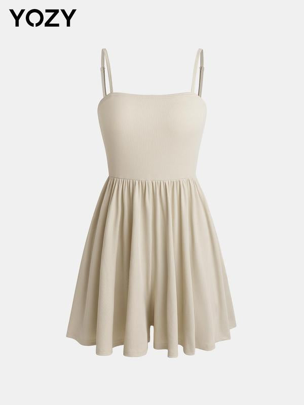 Yozy Women's Solid Ruched Cami Romper