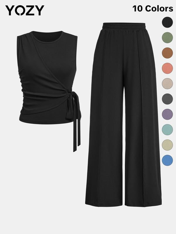 Yozy Summer 2024 Knot Front Tank & Wide Leg Pants Set