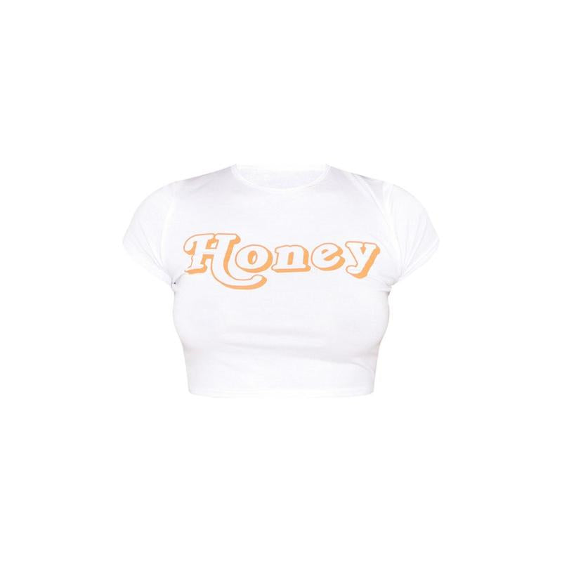 Honey Print Babydoll Crop Top