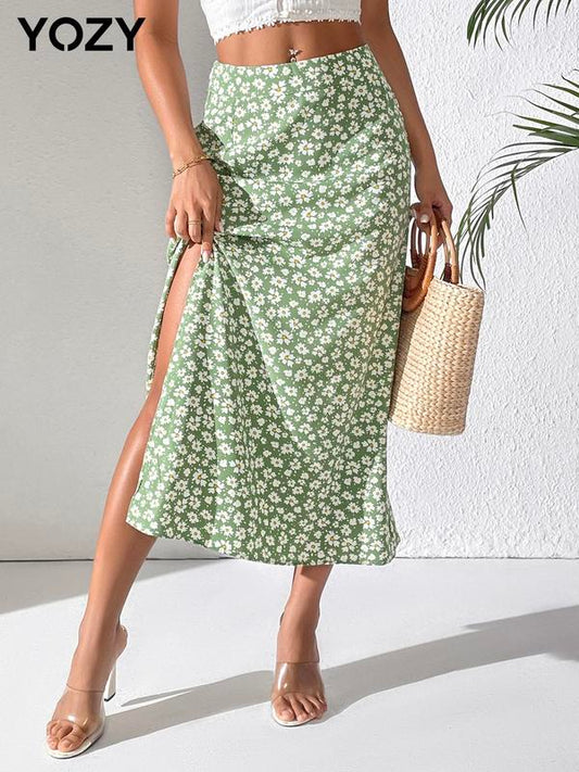 Yozy Ditsy Floral Split Thigh Skirt