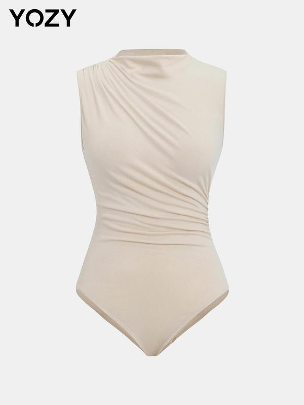 Ruched Mock Neck Bodysuit