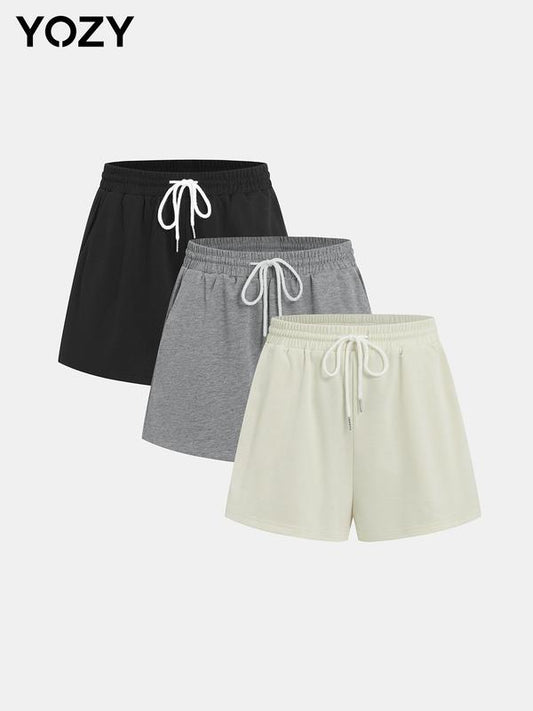 3pcs Drawstring Sweat Shorts