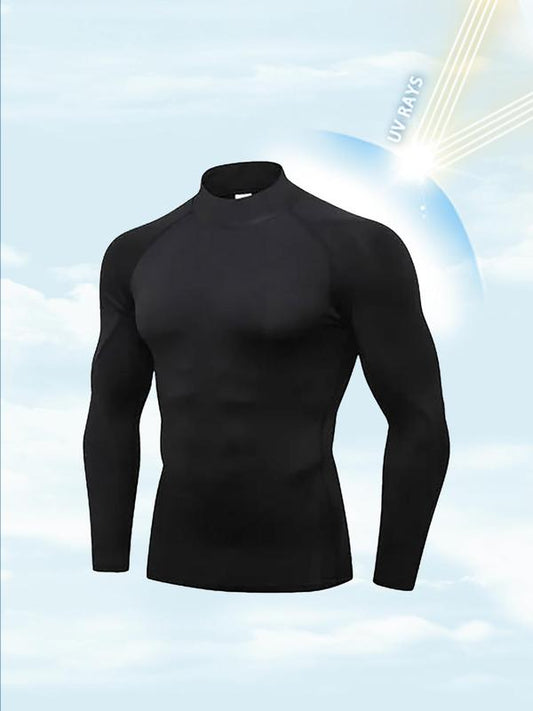 Sporty Men's Raglan Sleeve High Neck Tee