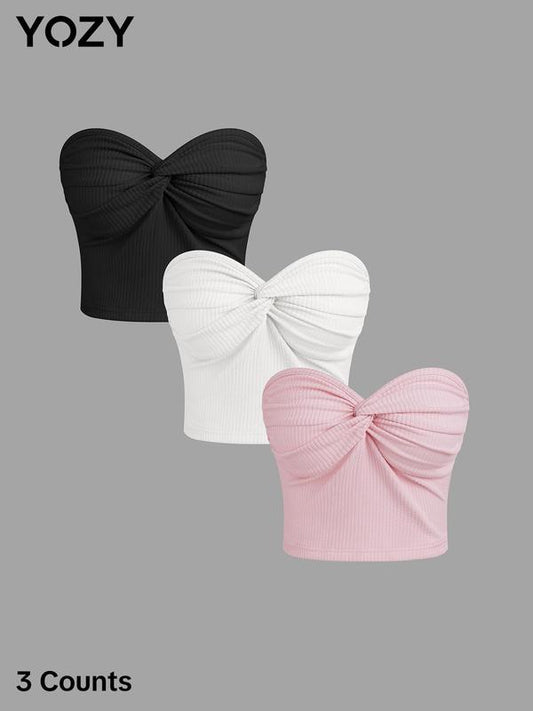 Yozy Plain Twist Strapless Tube Top