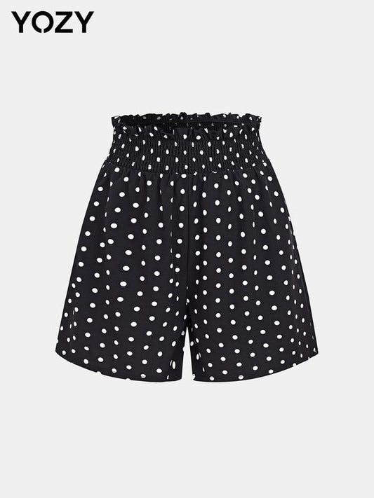 Yozy Polka Dot Print Paper Bag Waist Shorts