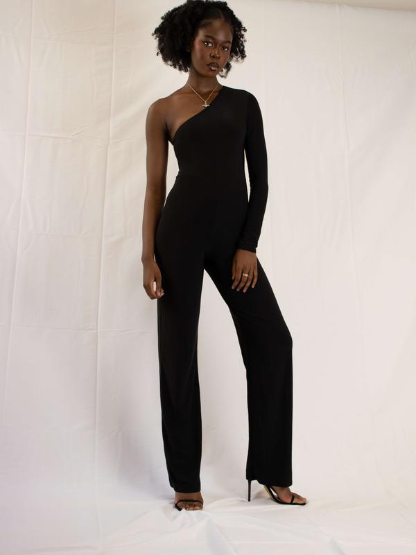 Saint Me One-Shoulder Black Jumpsuit