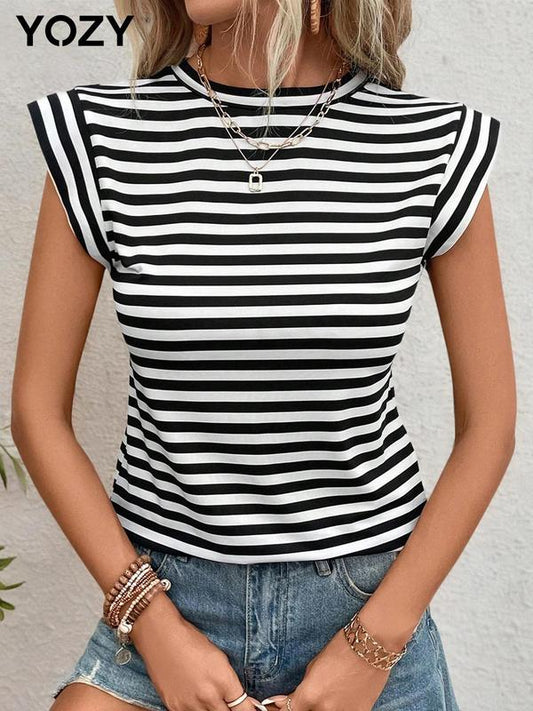 Yozy Striped Batwing Sleeve Tee