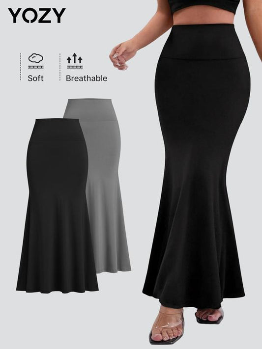 YOZY Women's 2pcs Solid Color Mermaid Skirt