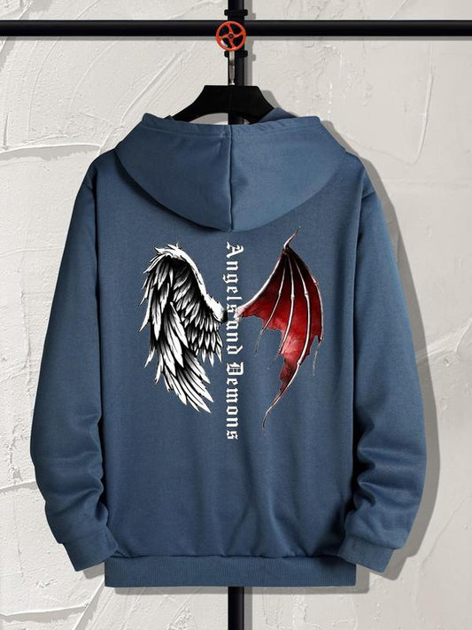 Men's Wings & Letter Graphic Hoodie