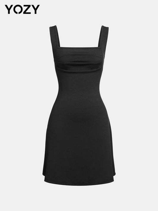 Plain Backless Draped Tank Dress