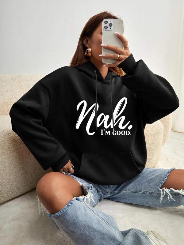 Women's Letter Print Drawstring Hoodie