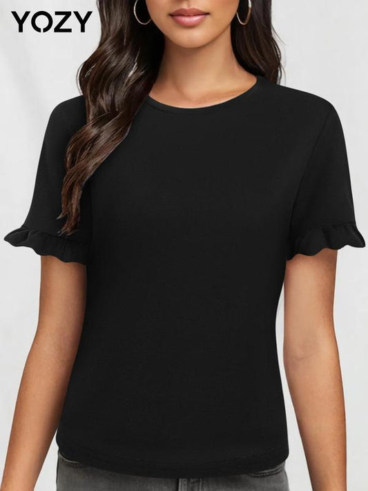 Round Neck Ruffled Tshirt