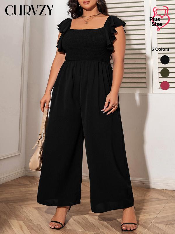 Curvzy Plus Butterfly Sleeve Jumpsuit