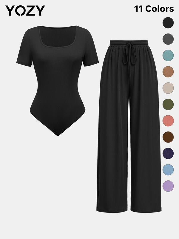 YOZY Bodysuit & Wide Leg Pants Co-ord Set