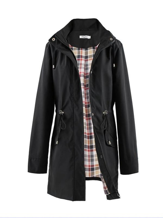 Women's Solid Drawstring Hooded Jacket