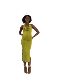 Saint Me Women's Halter Neck Ruched Midi Dress