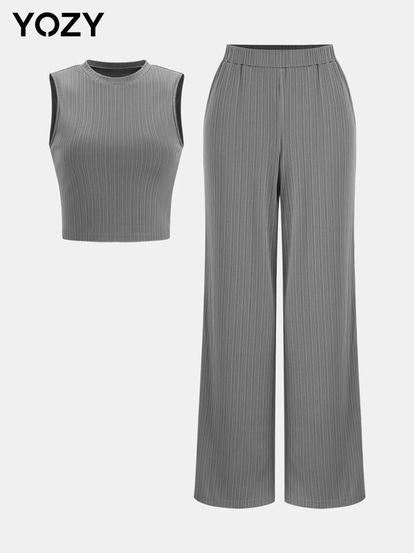 Sleeveless Round Neck Top & Trousers