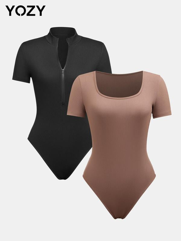 Zip Up Mock Neck Bodysuit