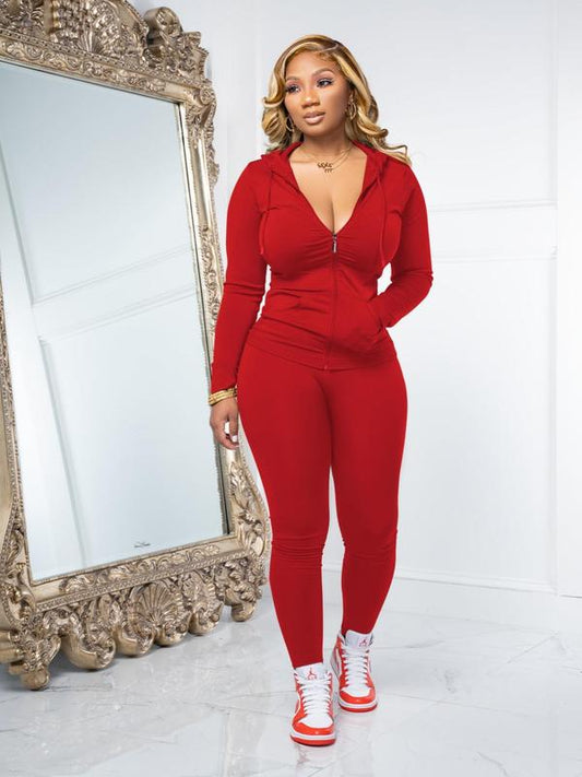 Women's Basic Solid Pants Set