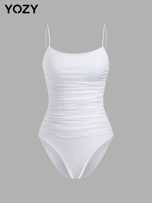 Yozy Solid Open Crotch Cami Bodysuit