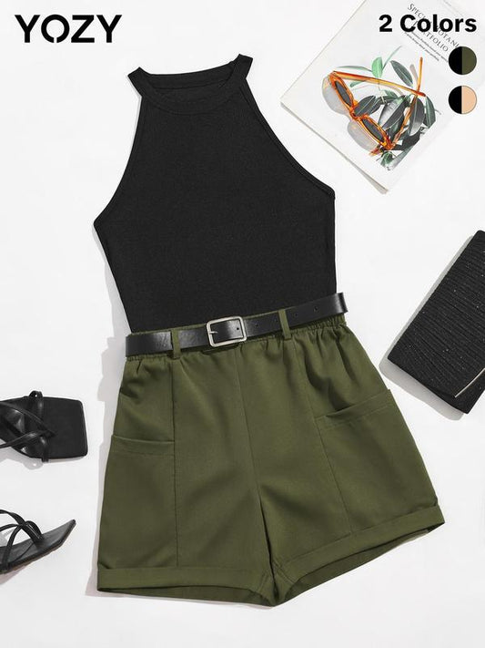 Yozy Halter Top & Elastic Waist Shorts
