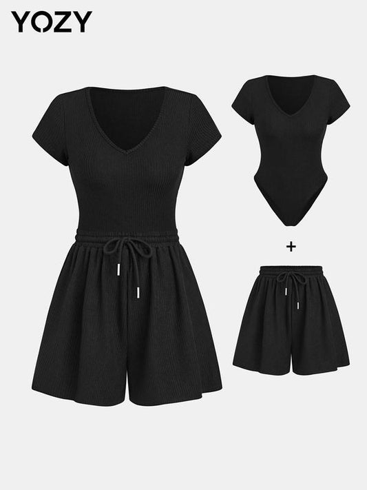 Yozy Women's Short Sleeve Bodysuit & Shorts