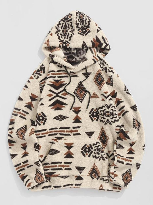 Women's Geometric Print Fuzzy Hoodie