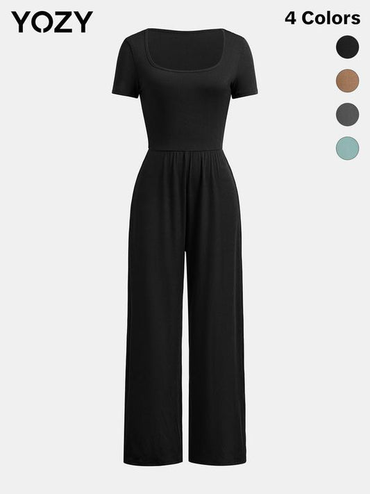 YOZY Square Neck Wide Leg Jumpsuit