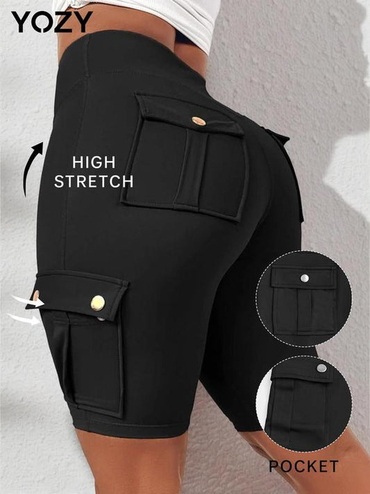 Yozy Plain Pocket High Waist Shorts