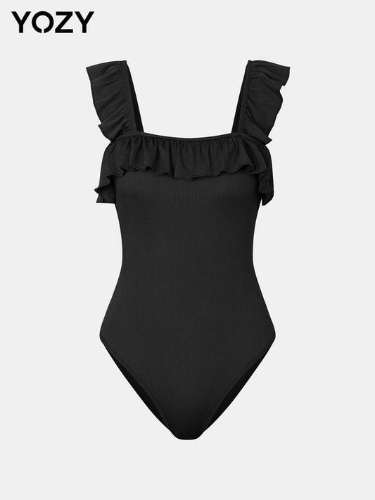 Ruffle Trim Square Neck Bodysuit