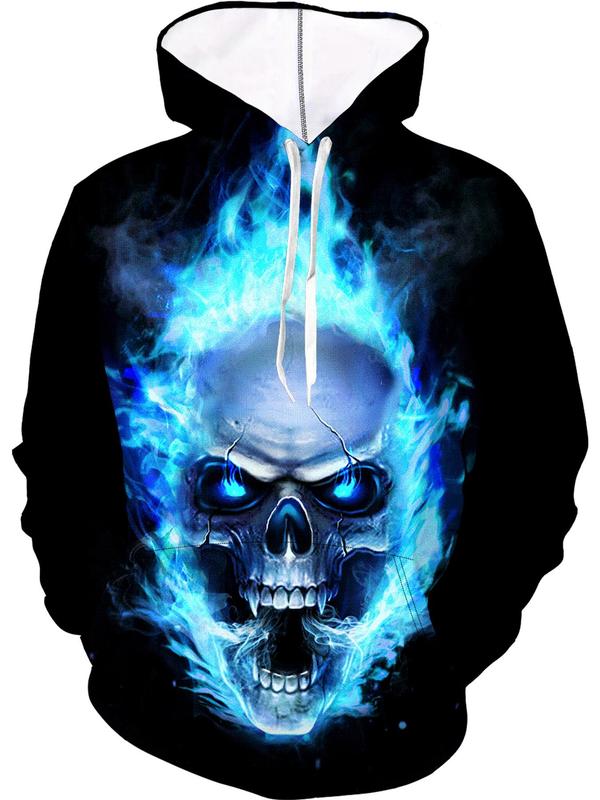 Men's Halloween Skull & Frame Print Hoodie